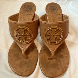 Tory Burch Leather Fete-landed Capra Heeled Sandal